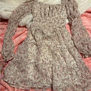 Trixxi Floral Cream and Pink Kids Dress